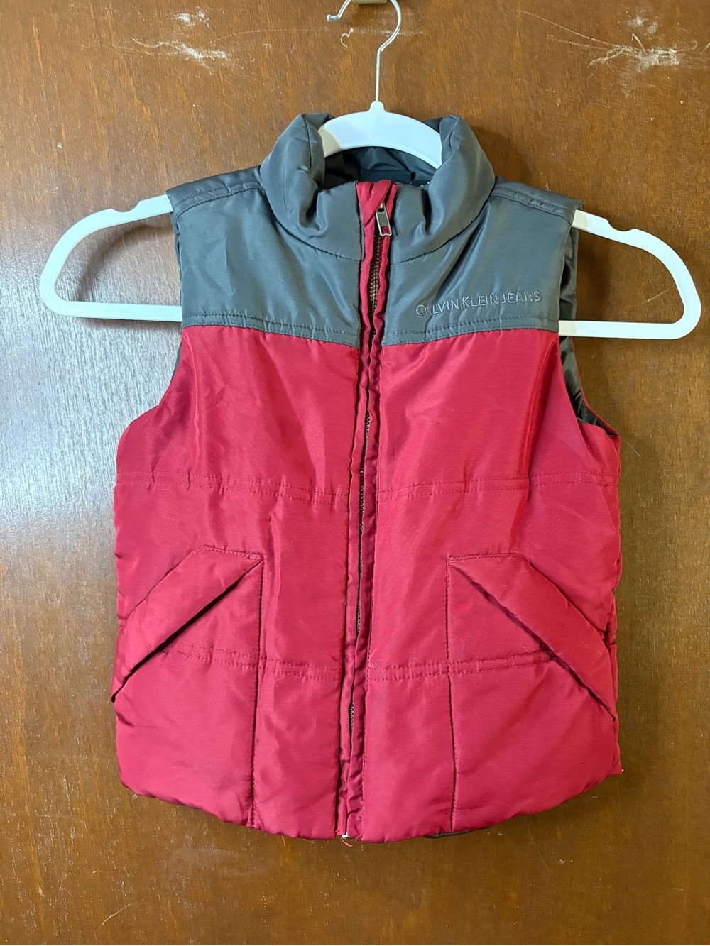 Calvin Klein Jeans Burgundy and Black Puffer Vest